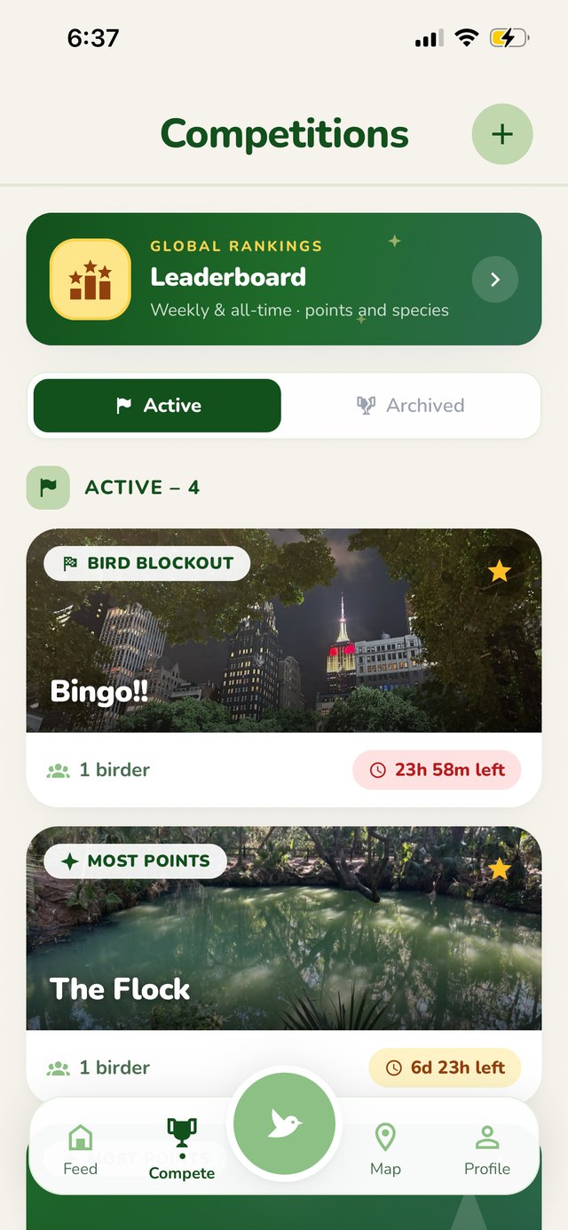 Active competitions list